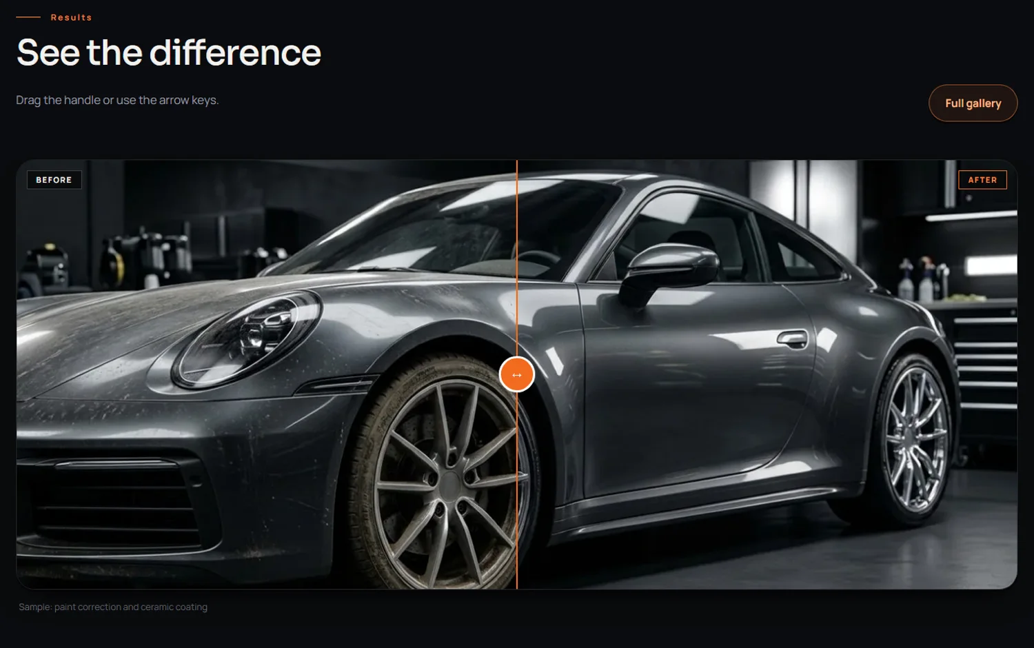 Meridian Detail before and after comparison slider