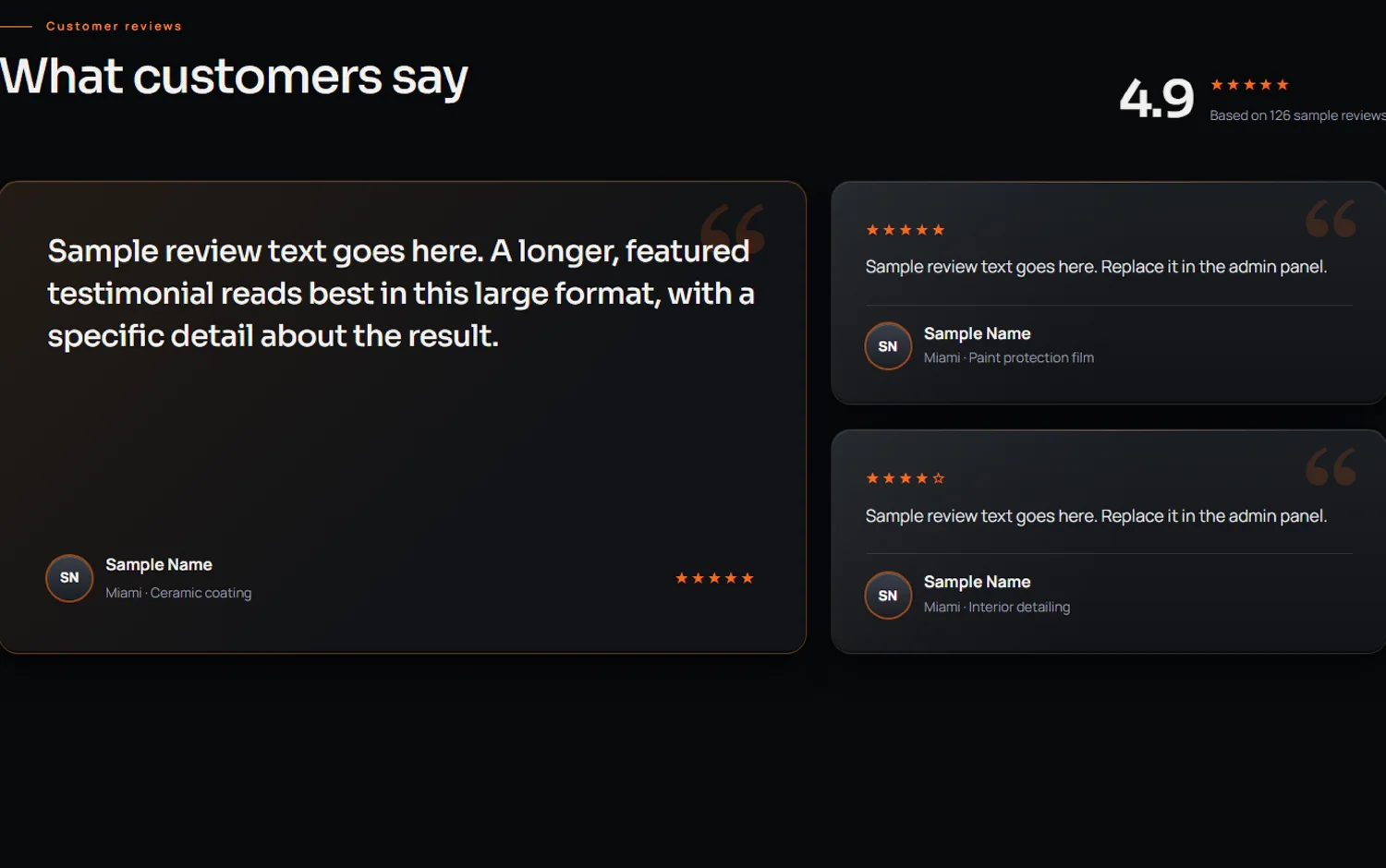 Meridian Detail customer reviews section